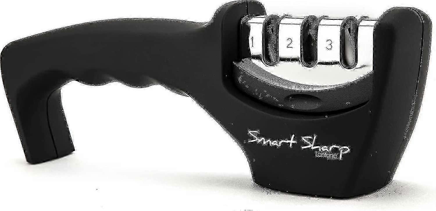 Smart Sharp 3-trins sliber - Til køkkenknive - Professionelt resultat/ergonomisk design - Keramisk sten/wolframkarbid/diamant - Sort/krom Fini