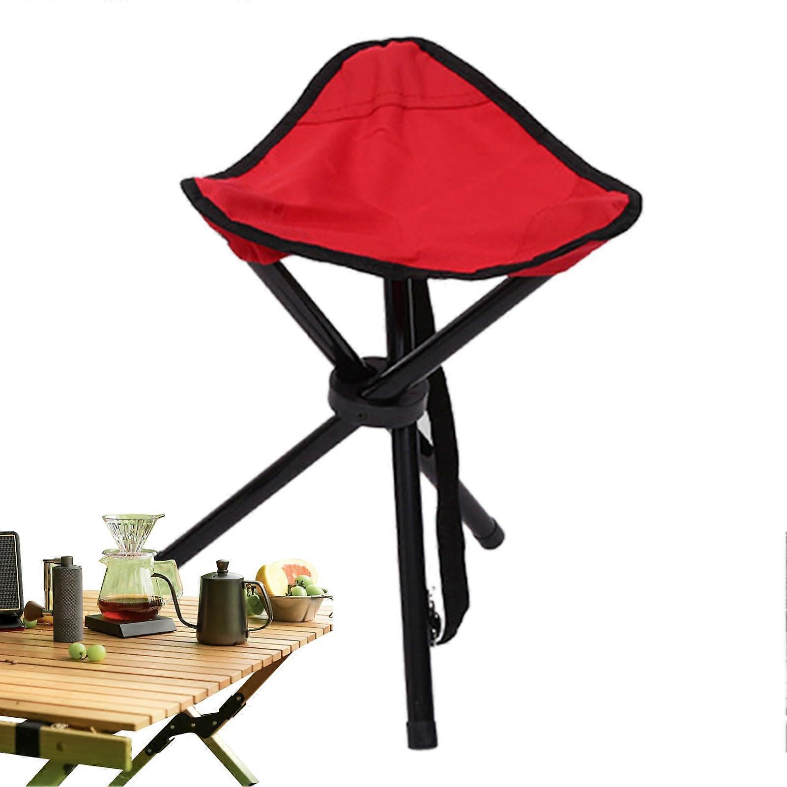 Outdoor Folding Stool Portable Triangular Camping Chair, Lightweight Compact Seat, Red, Indoor Outdoor Use