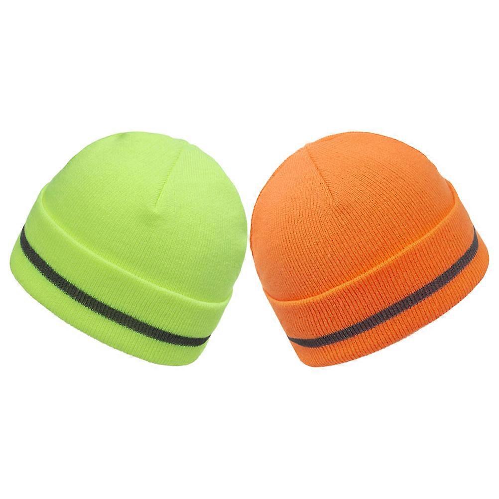 4Pcs Knit Beanie Hats for Men with Reflective Strips for Outdoor Warmth