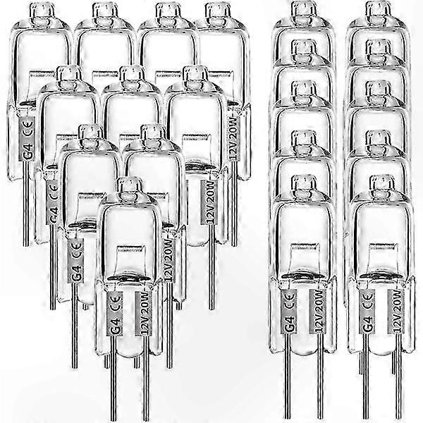 10W 12V G4 Halogen Bulbs, Warm White Lighting, 20 Pack