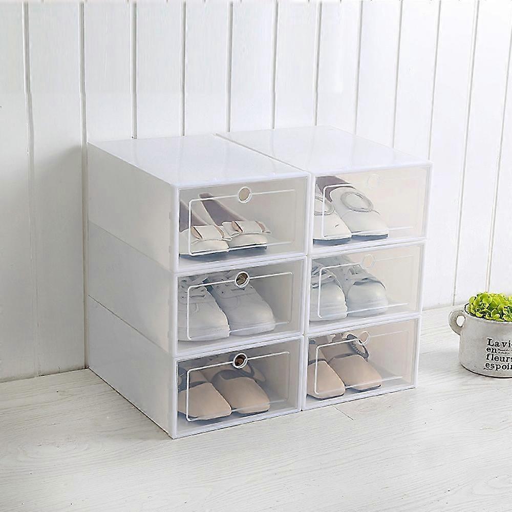 Savlot Clear Plastic Shoe Boxes Stackable Floding DIY Shoe Drawers Storage Container Organizers