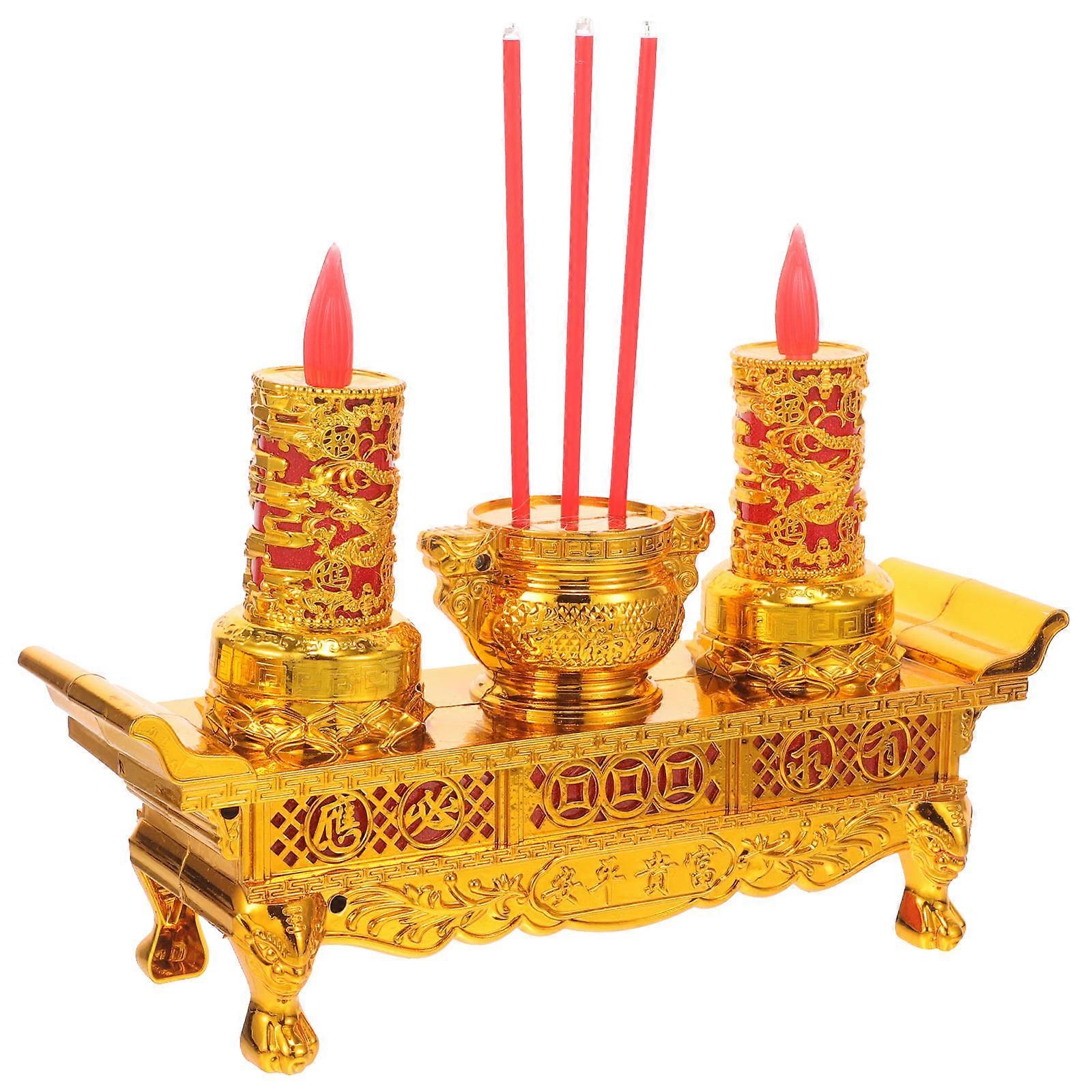 3Pcs LED Candle Light Buddha Candle Lamp Decorative Lighting For Office Hotel And Yoga Golden Color And Retro Shape