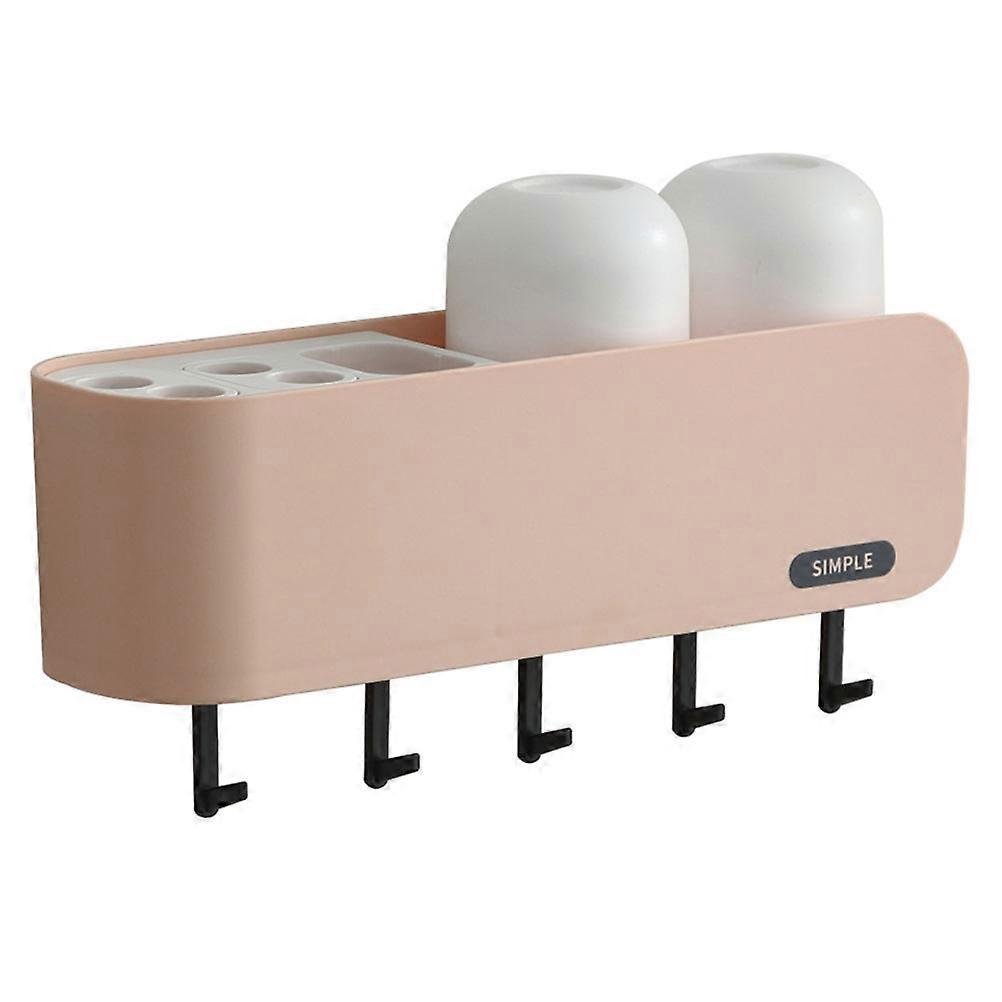 Bathroom Storage Rack Plastic Wall Mounted Rack for Kitchen Use 2Pcs Pink