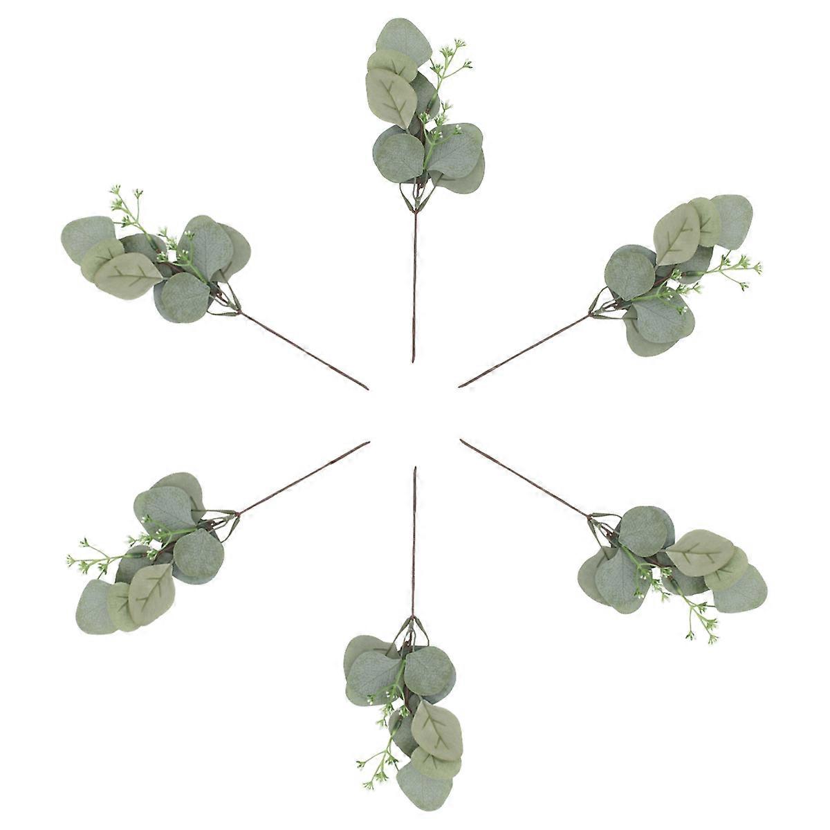 Home Decorations Decorative Simulated Eucalyptus Cutting for Table Use 12Pcs