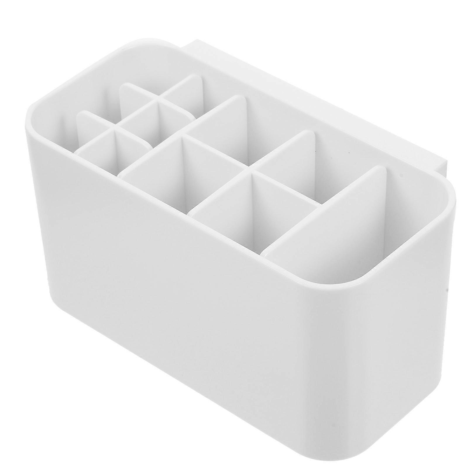 Washroom Toothbrush Organizer Storage Box Home Bathroom Accessories Rectangular Shape Minimalist Style White Color 1Pcs