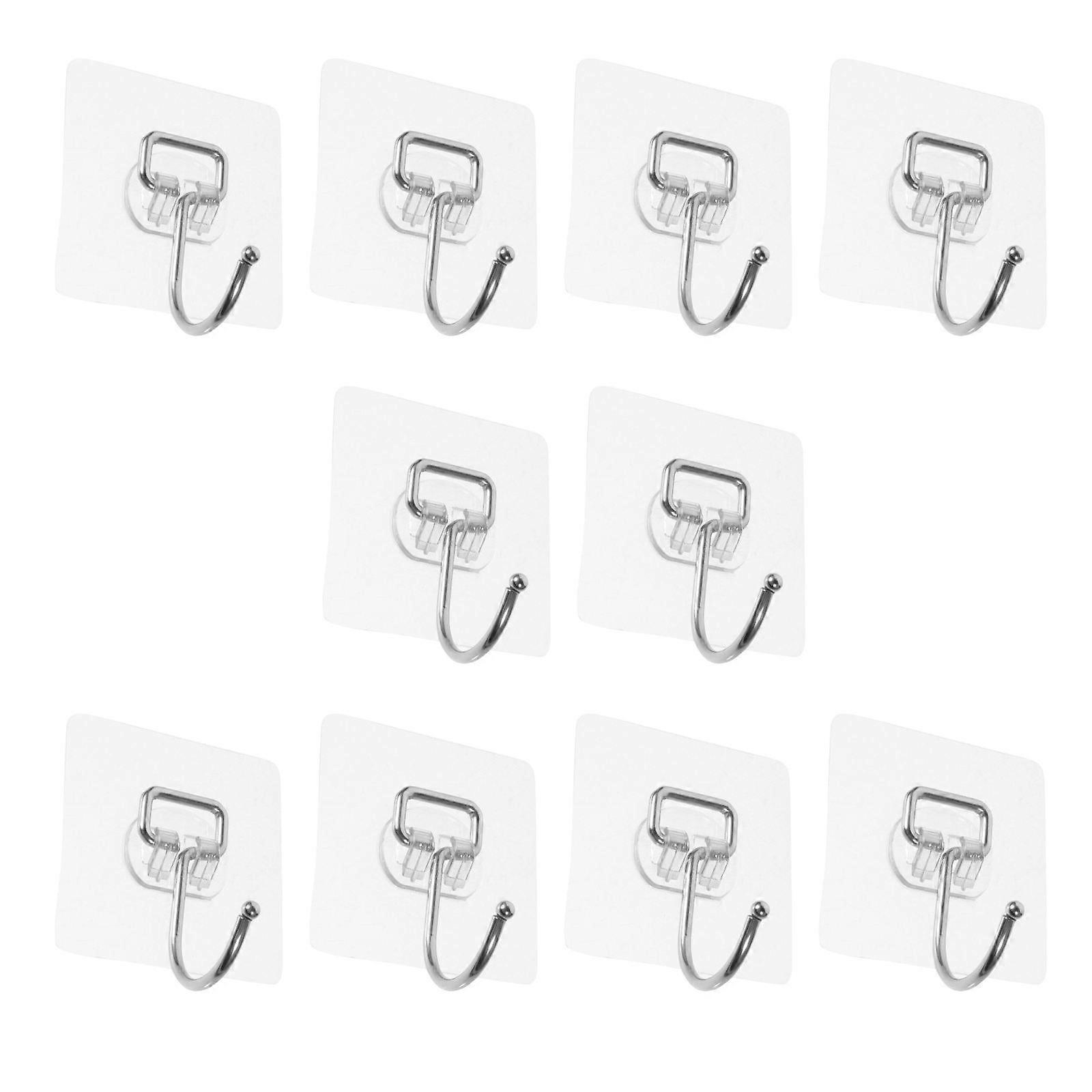 Wall Hooks Bathroom Transparent Adhesive Hooks Durable ABS Material 10Pcs