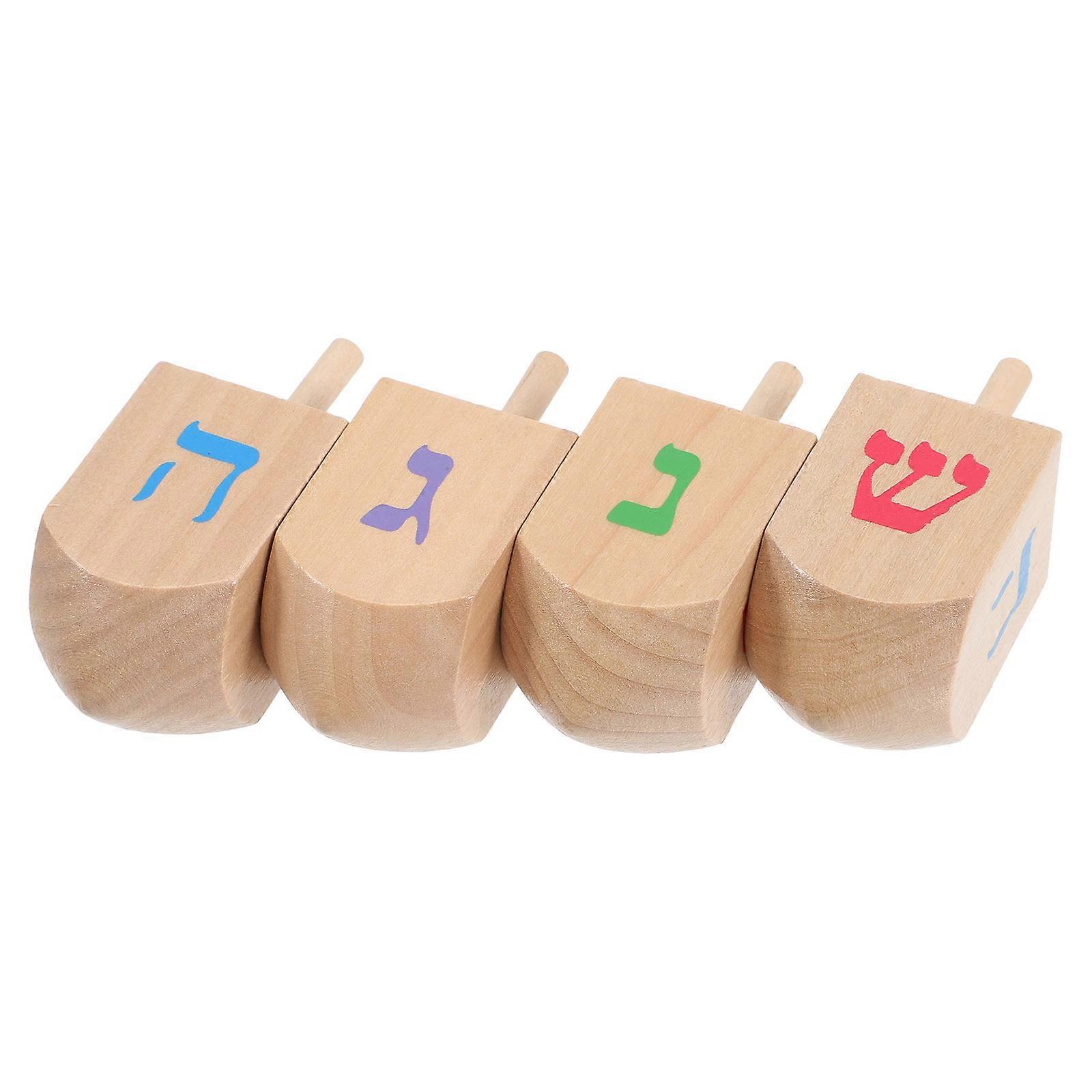 Wood Gyro Toy Rotating Gyro Toy for Kids Fun 4Pcs Set