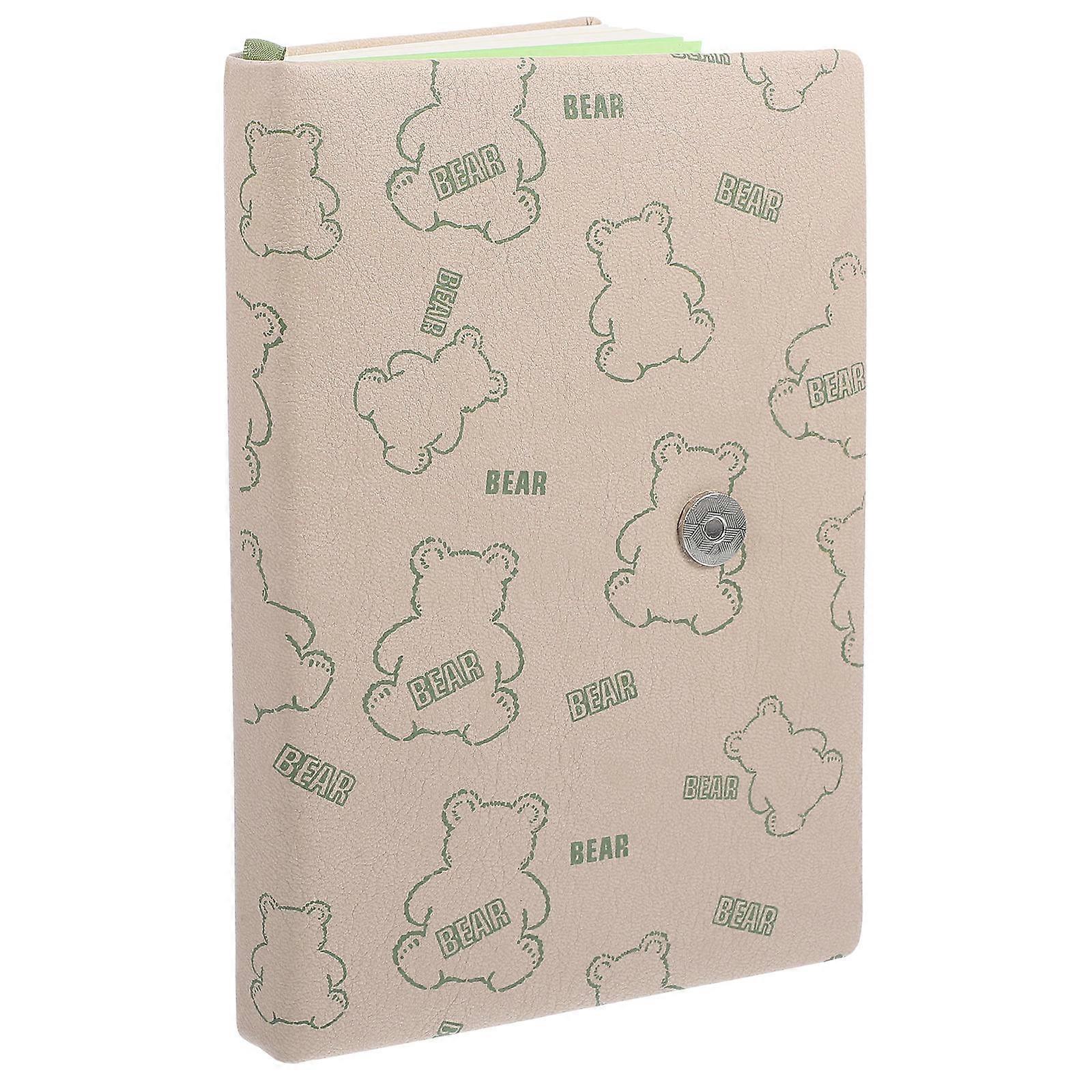 Green 2Pcs Bear Pattern Notebook for Writing Portable Office Notepad