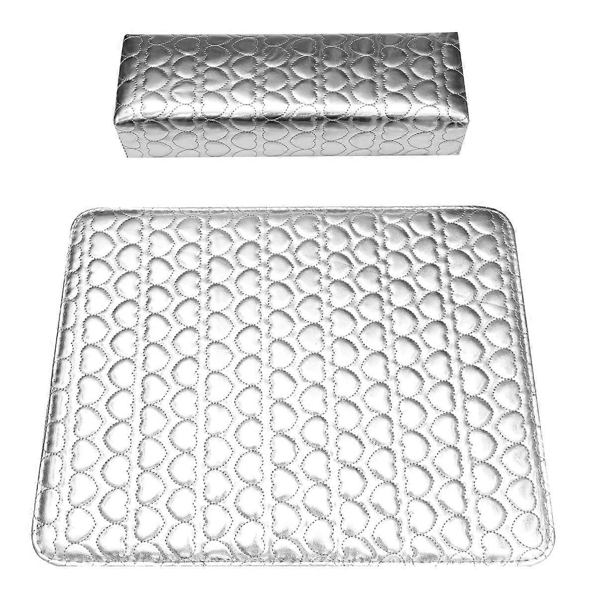 Coussins de poignet carrés pour salon de manucure, 3 pièces, argent