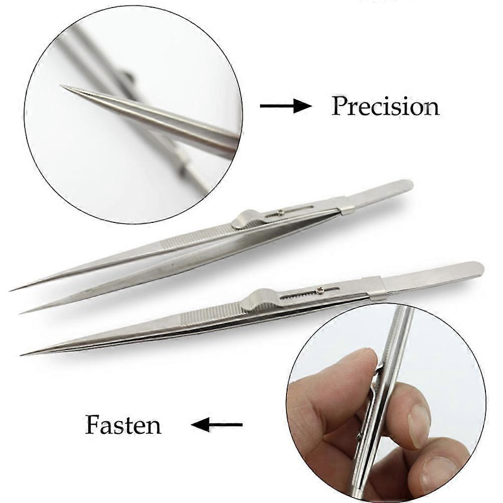 Pointed Tweezers Set 4 Pcs For Personal Use 16.3X0.8Cm Silver Straight Tip Suitable For Machine Repair
