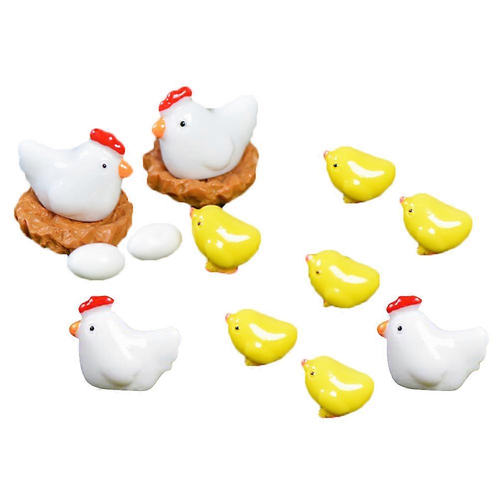 Micro Landscape Chicken Ornament Hen Nest and Egg Decoration 40Pcs Set