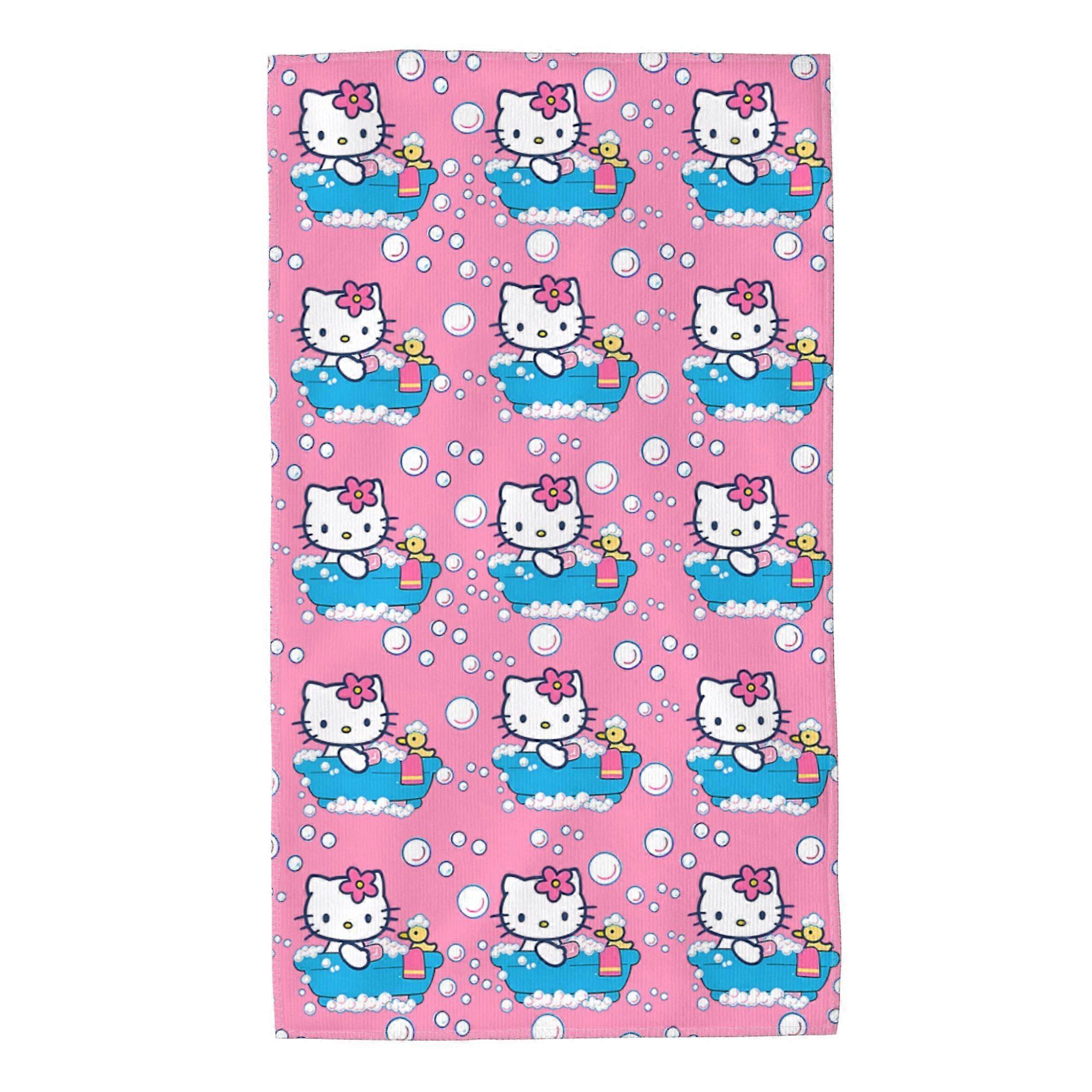 Hello Kitty Skin-friendly Absorbent Towel, Cute Cartoon Design, Fluffy Soft Microfiber, Multi-purpose for Bathroom, Pool, Beach, Travel 27.5"x15.7"