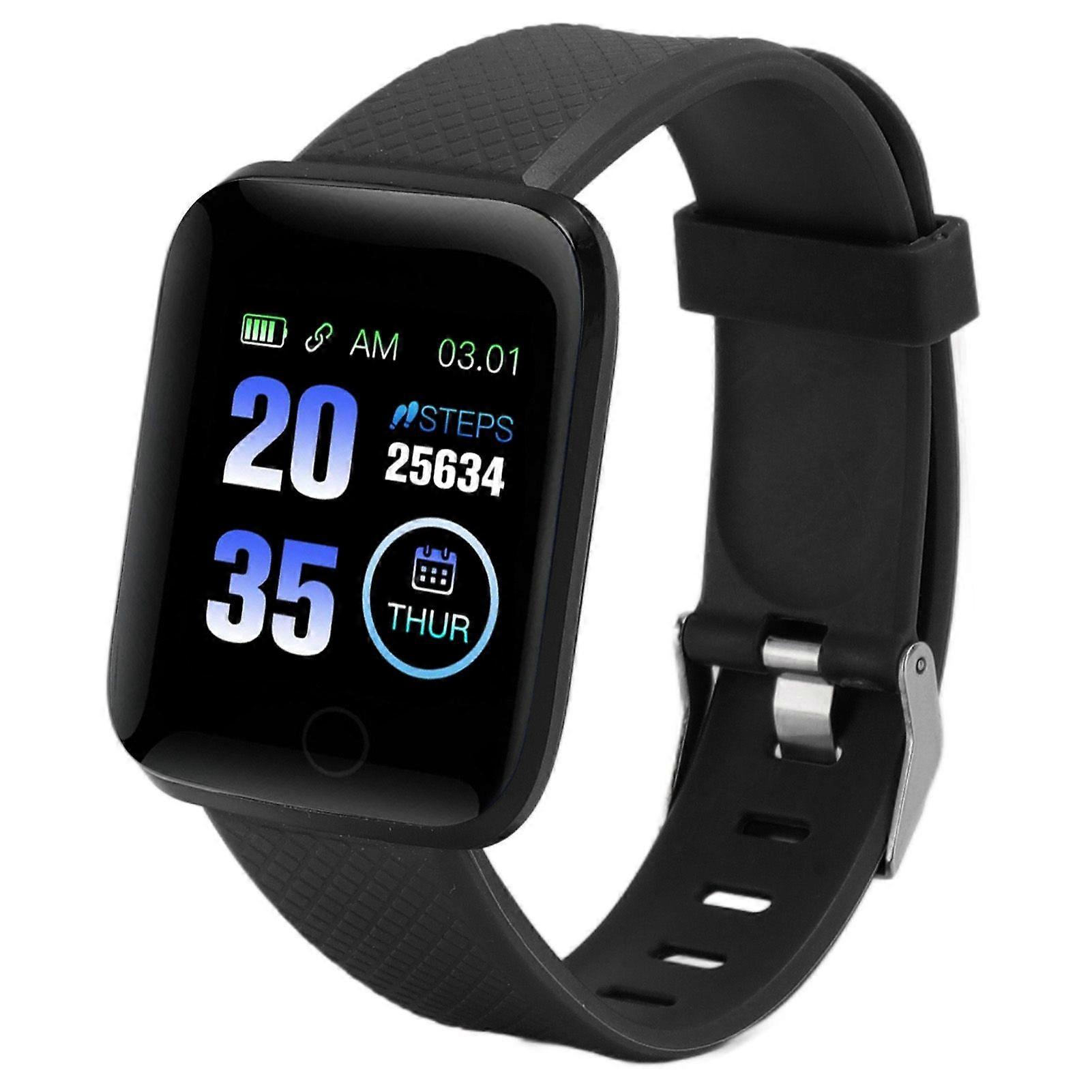 116 Plus Smart Watch 1.3 Inch TFT Color Screen IP67 Waterproof Sports Smart Watch with Bluetooth Message Reminder Black