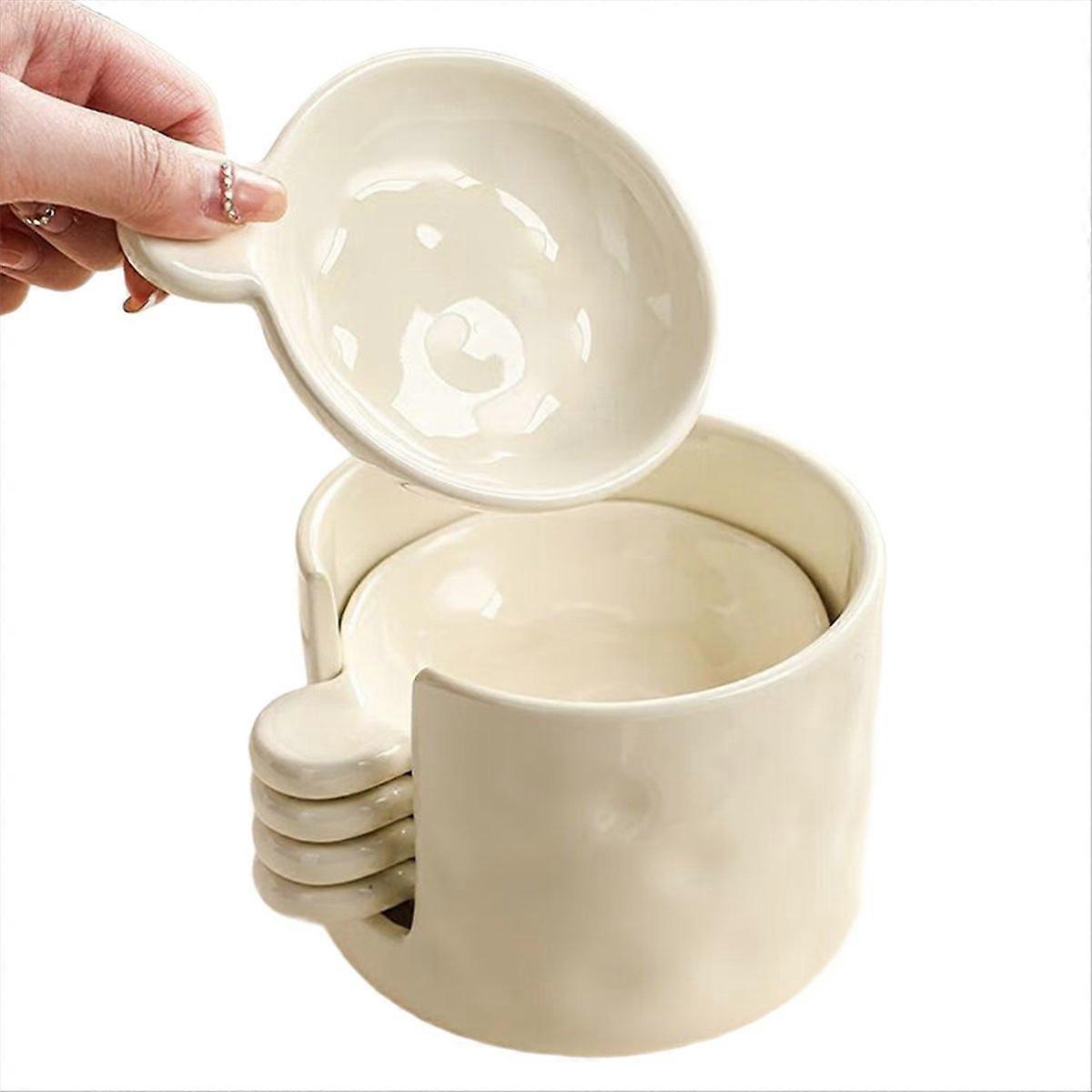 Cream Flavored Dish with Storage Set for Chopsticks, A