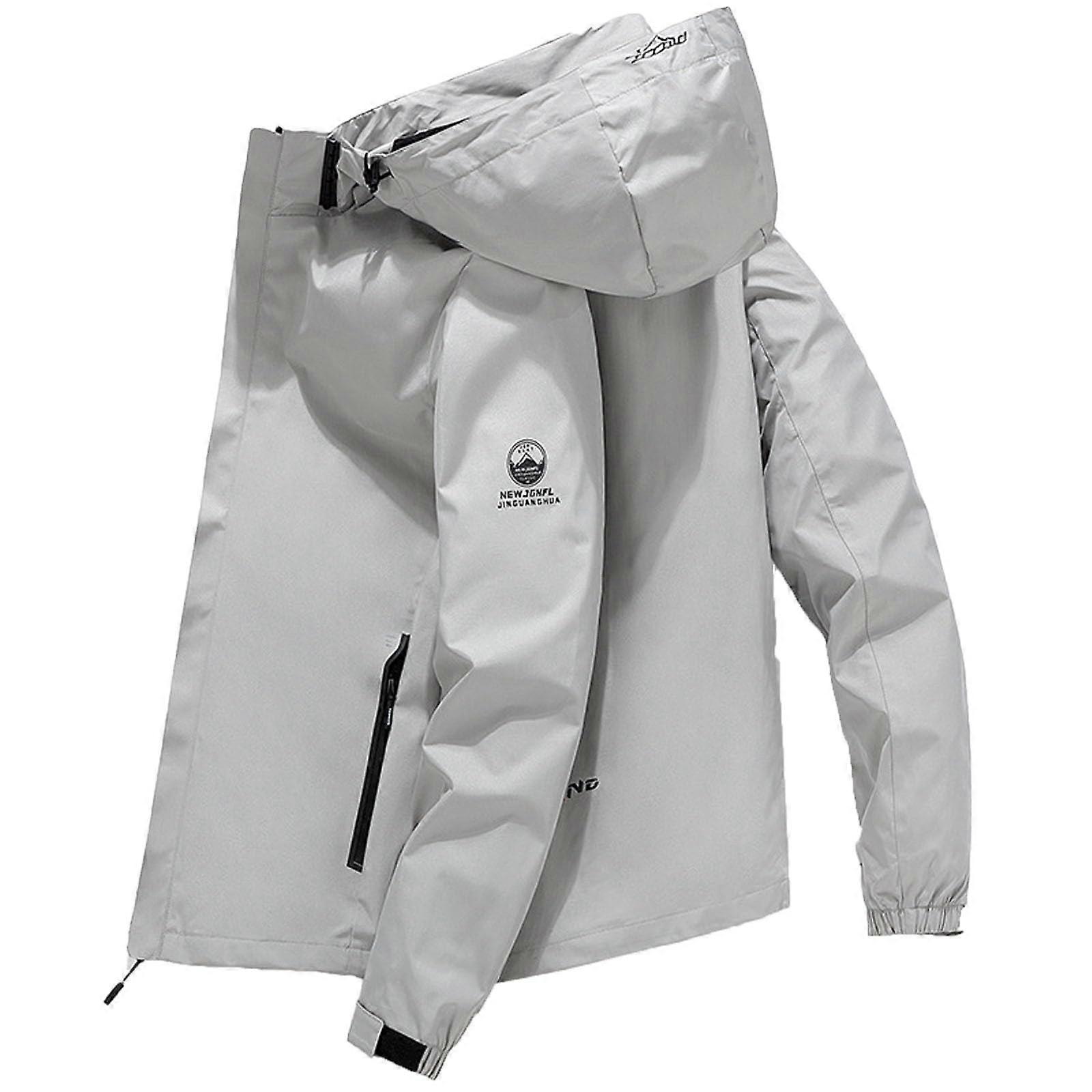 Transition Jacket Men's Regular Fit Lightweight Breathable Rain Jacket Waterproof Windproof Softshell Hooded Gray 3XL
