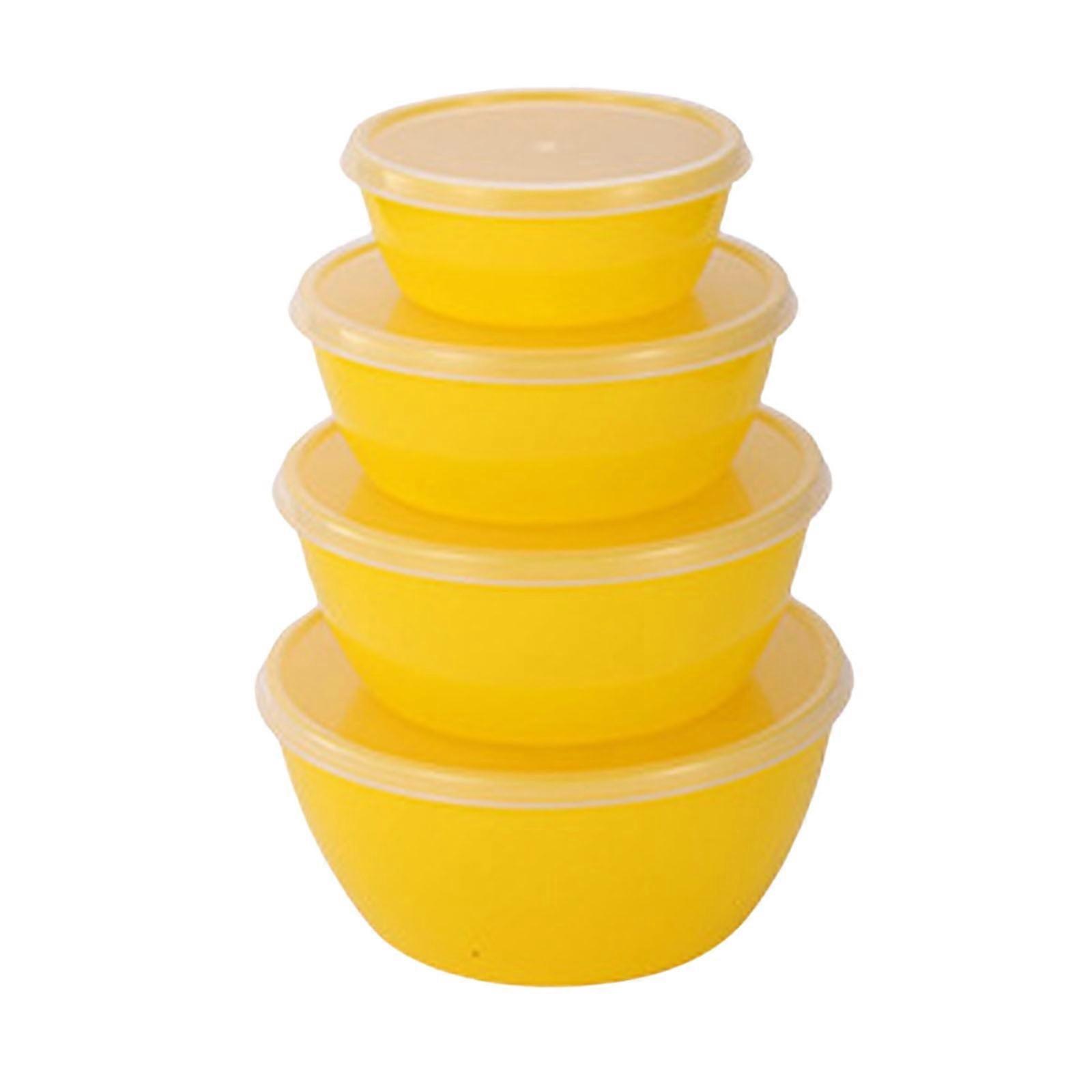4-Pc Plastic Mixing Bowl Set with Lids, Various Sizes, Nesting & Dishwasher Safe, for Mixing, Serving, Storage