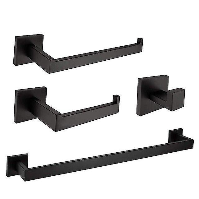 バスルームアクセサリーセット4ピースバスルームハードウェアセットタオルホルダーローブフックステンレス鋼ウォールマウントマットブラック