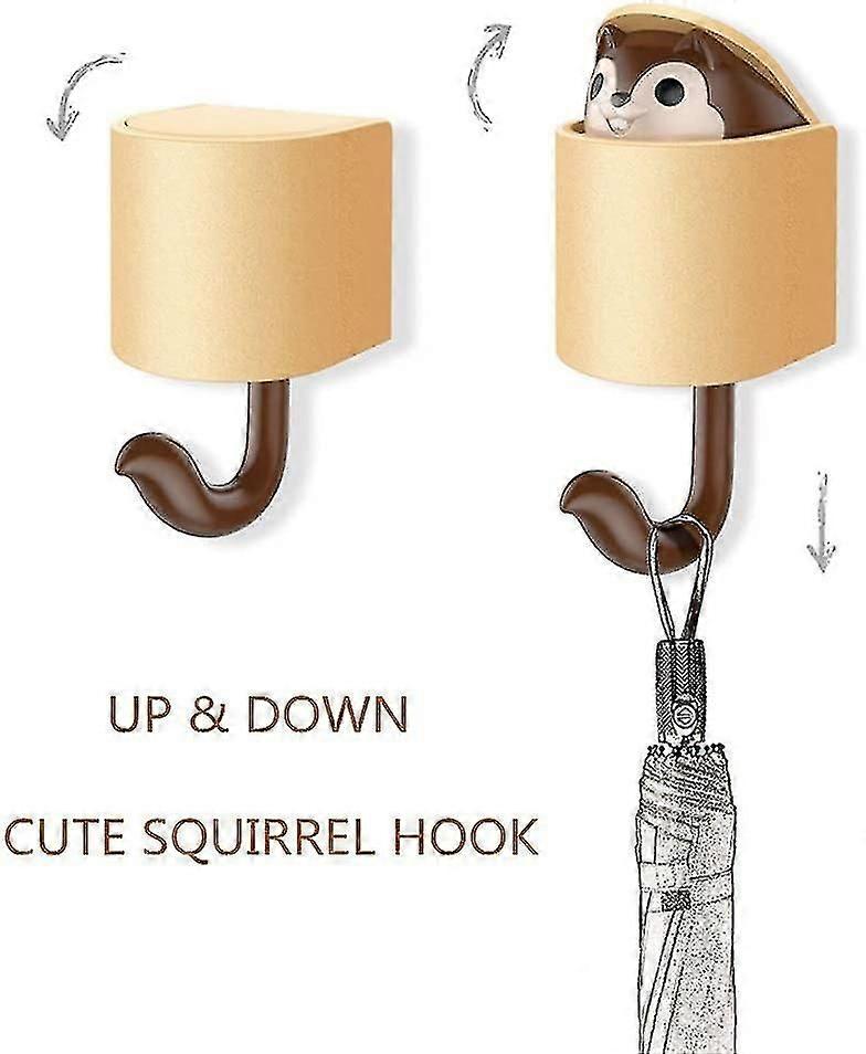 Cute Cartoon Squirrel Wall Hooks Pop-up Smile Squirrel Adhesive Hooks