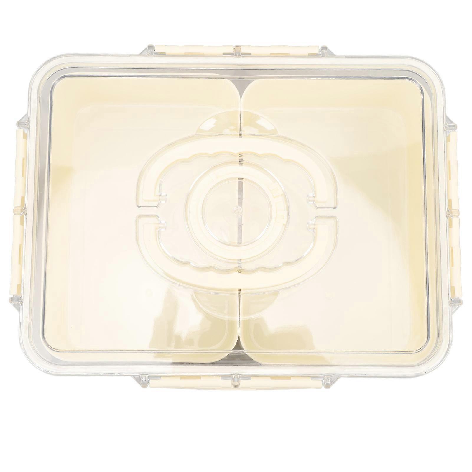 Divided Serving Tray with Lid Handle Airtight Portable Fruit Snack Container Box for Seasoning Dipping Sauce Food 2 Compartments 