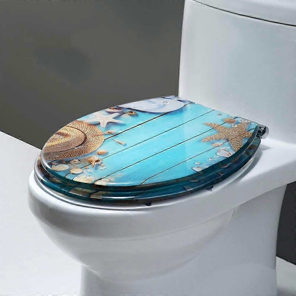 Elongated Soft Close Toilet Seat Marble Pattern HeavyDuty Resin QuietClose Lid NonSlip Bumpers Easy Install And Sand