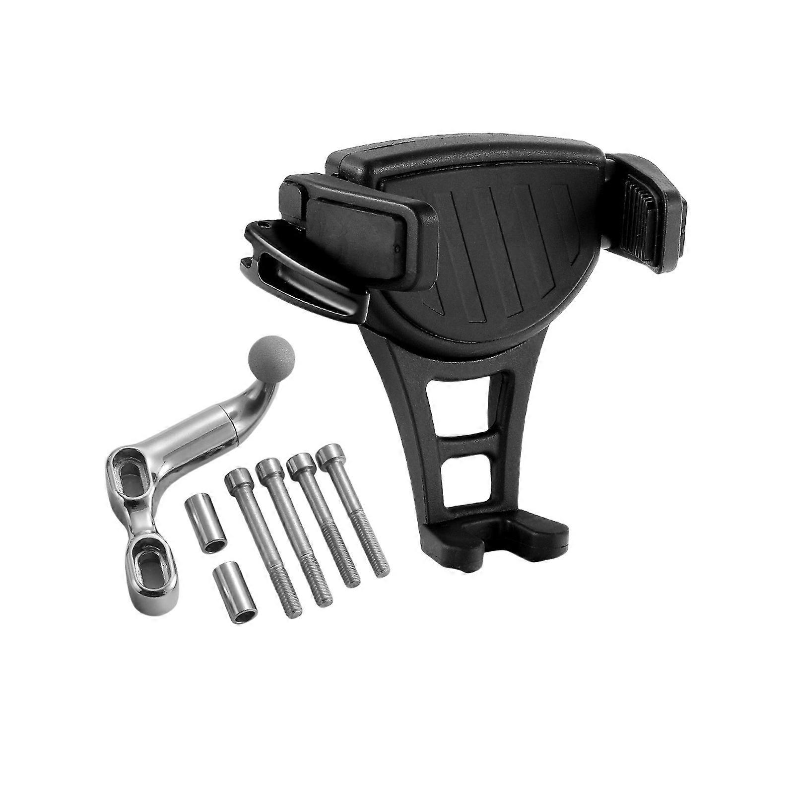 Innovative Offset Base Motorcycle Phone Mount with 360 Rotation Metal Plastic Phone Support for Stable Navigation View  Silver