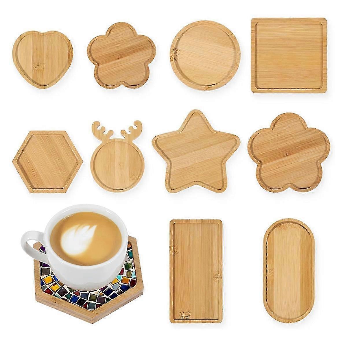 10pcs Wooden Mosaic Bases Mosaic Kits Various Shapes Mosaic Substrates for Mosaic Crafts DIY Mosaic Tiles Coaster Base--