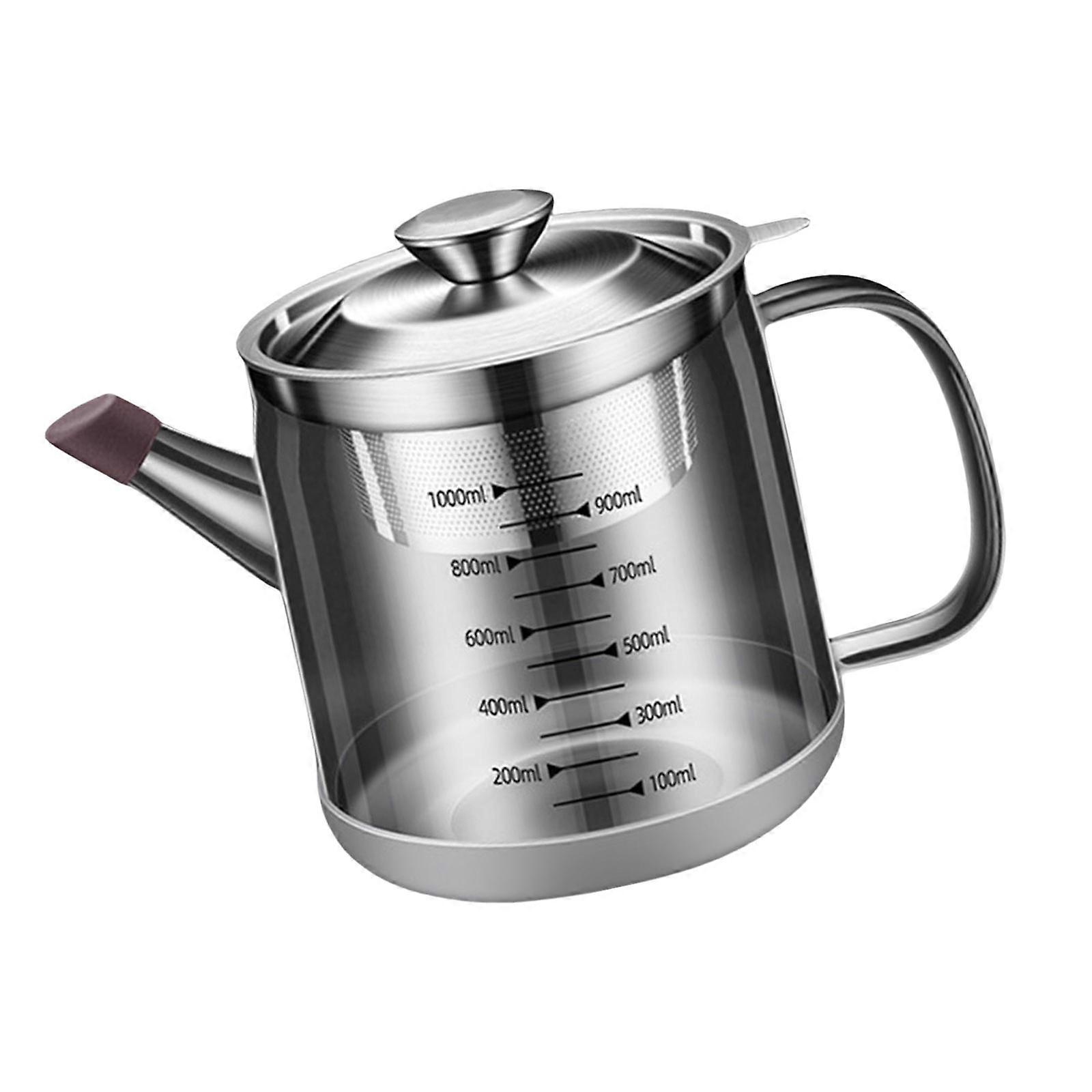 Functional 1L Kitchen Strainer Pot Cooking Oil Separators for Juice, Teas, and Soybean Milk with Comfortable Handle Multicolor