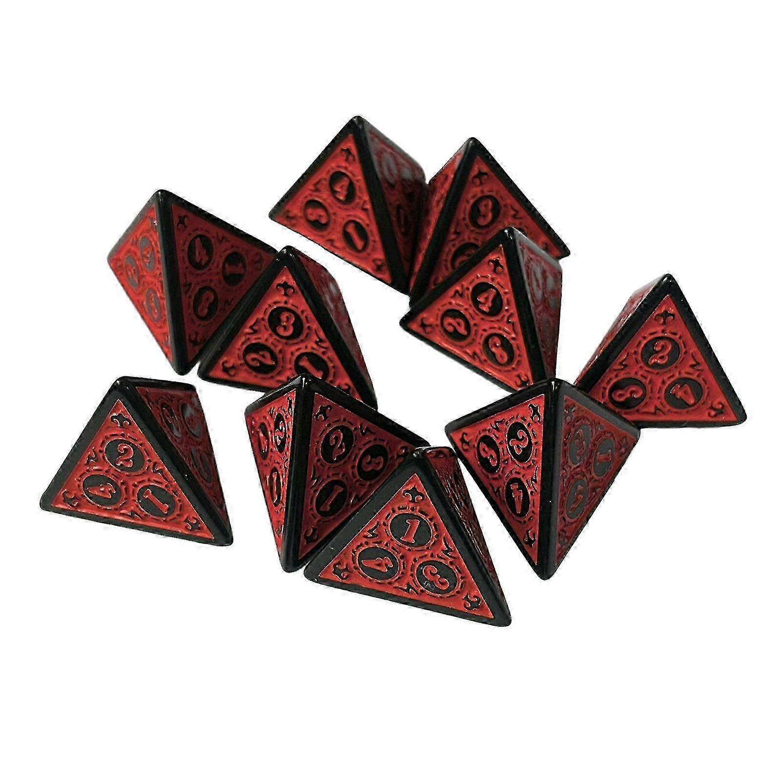 10 Pieces Acrylic D4 Dices Polyhedral Dices Set for Card Games Math Teaching Red