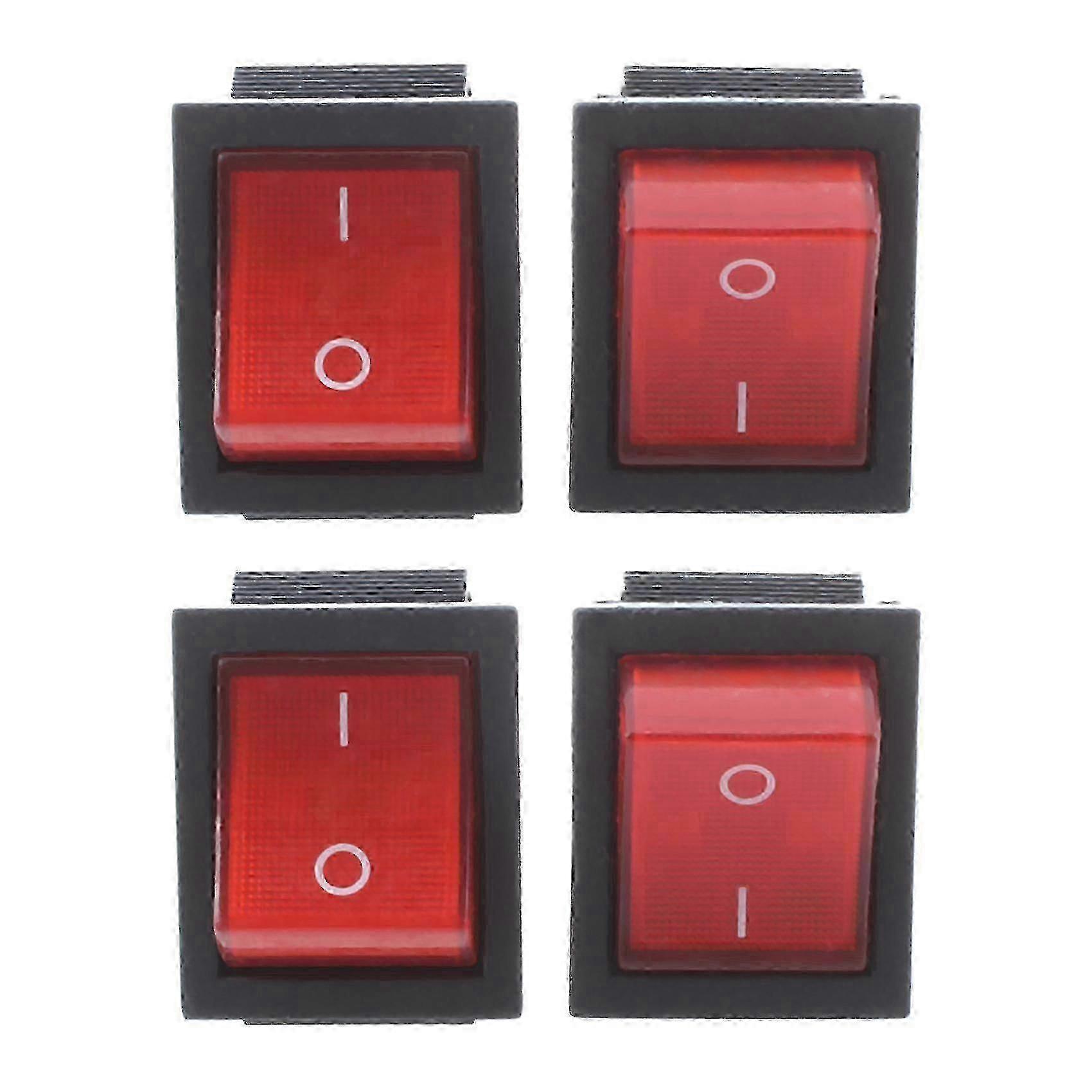16a/250vac 20a/125vac Red Indicator Light 4 Pin On/off Dpst Rocker Switch 4 Pcs