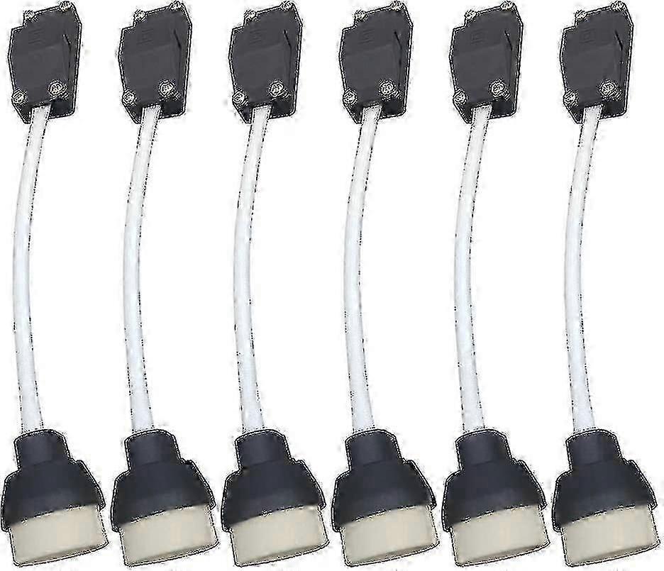 (6 Pack) Gu10 Lamp Holder Ceramic Base And Terminal Block/bridge With Cable And Insulation Sleeve - Bulb Socket Connector Adaptor For Led An