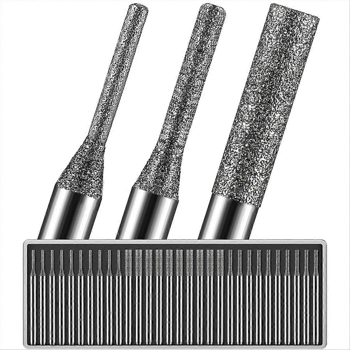 30Pcs Diamond Drilling Bits 1mm/2mm/3mm 10 Each 1/8" Shank Compatible with Rotary Tools for Sea Gl