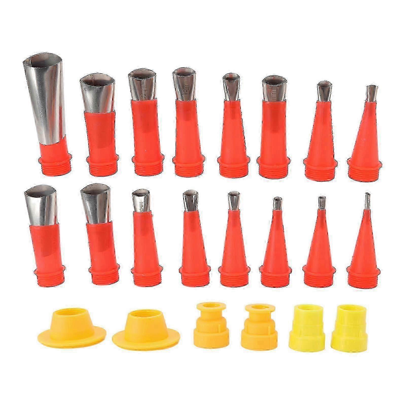 16pcs Stainless Steel Caulking Nozzle Applicator and 6pcs Connection Base Caulking Finisher Tool Set compatible with Home Decoration-YM