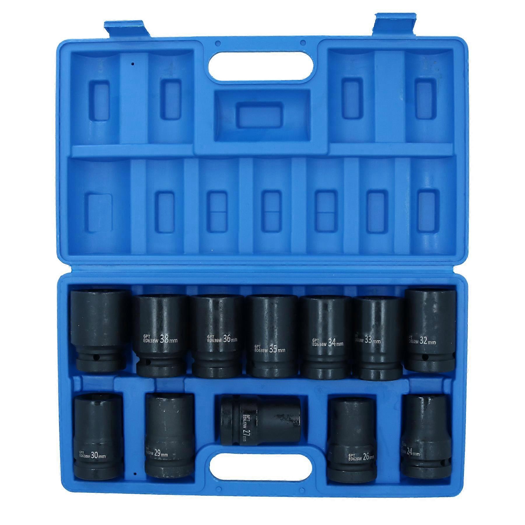 1" Drive Double Deep Metric Sockets Single Hex 6 Sided 24mm - 41mm 12pc