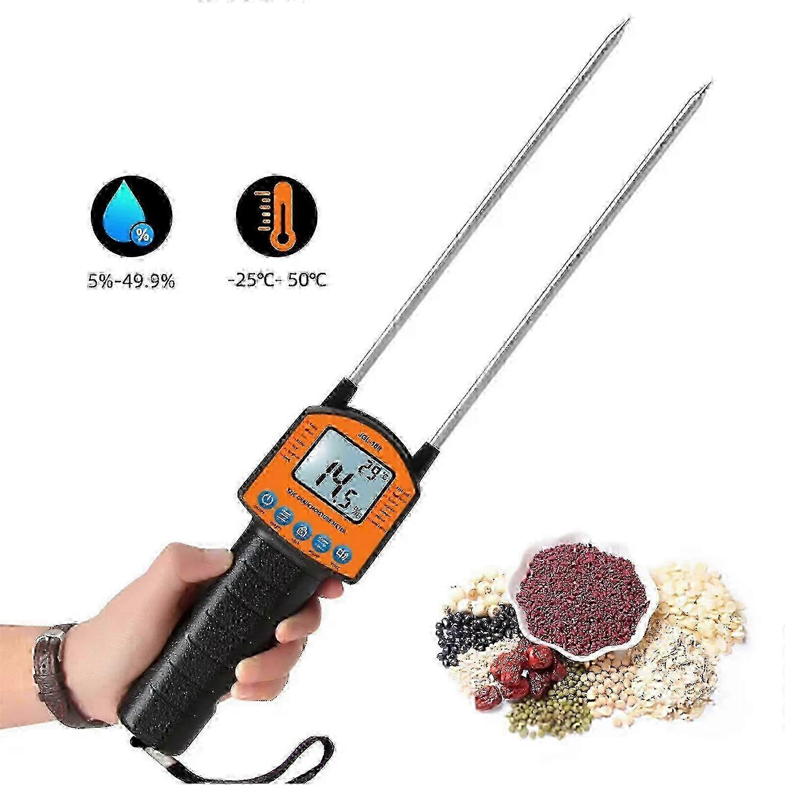 Portable moisture meter for hay, straw, grain with fibre testing