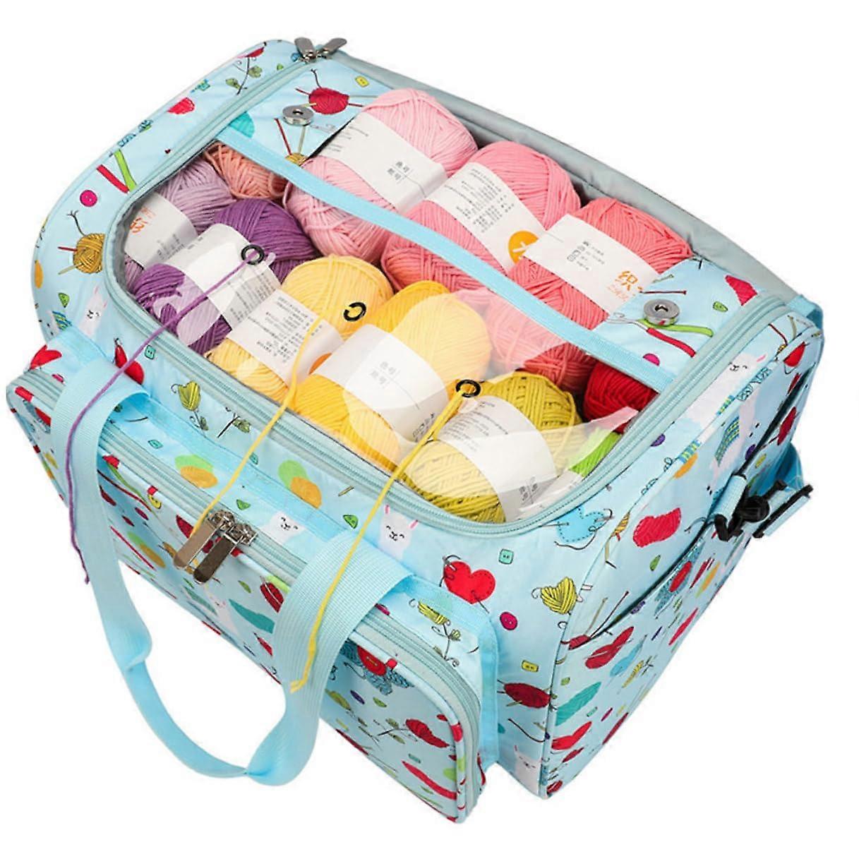 Knitting Bag Zippered MultiPocket DIY Storage Pouch For Wool Yarn And Embroidery Accessories Portable Organizer