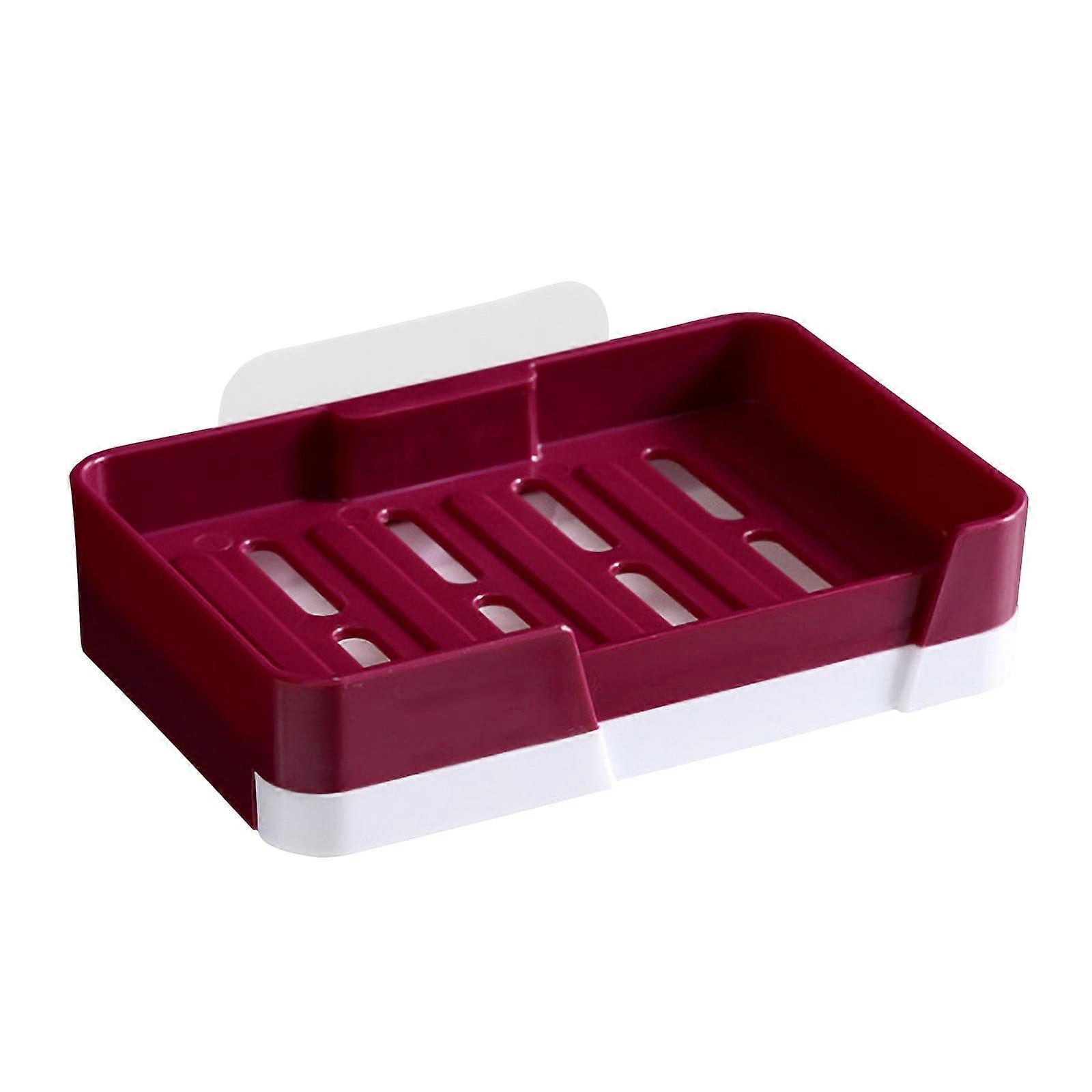 Creative Wall-Mounted Drawer-Style Double-Layer Soap Rack, Red - No Punching Holes Needed, 1pc