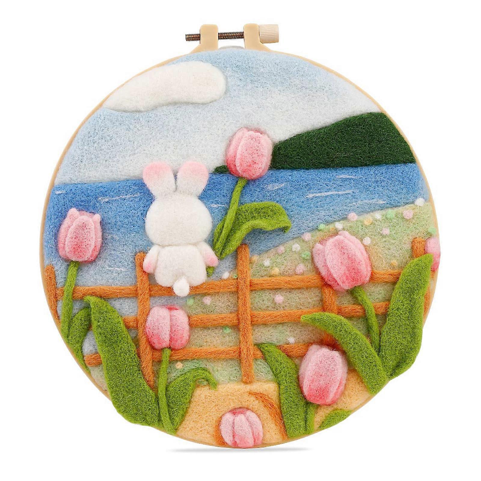 Linen Fabric Flower Needle Felting Set With Starter Tool For First Time Craft Enthusiasts Multicolor