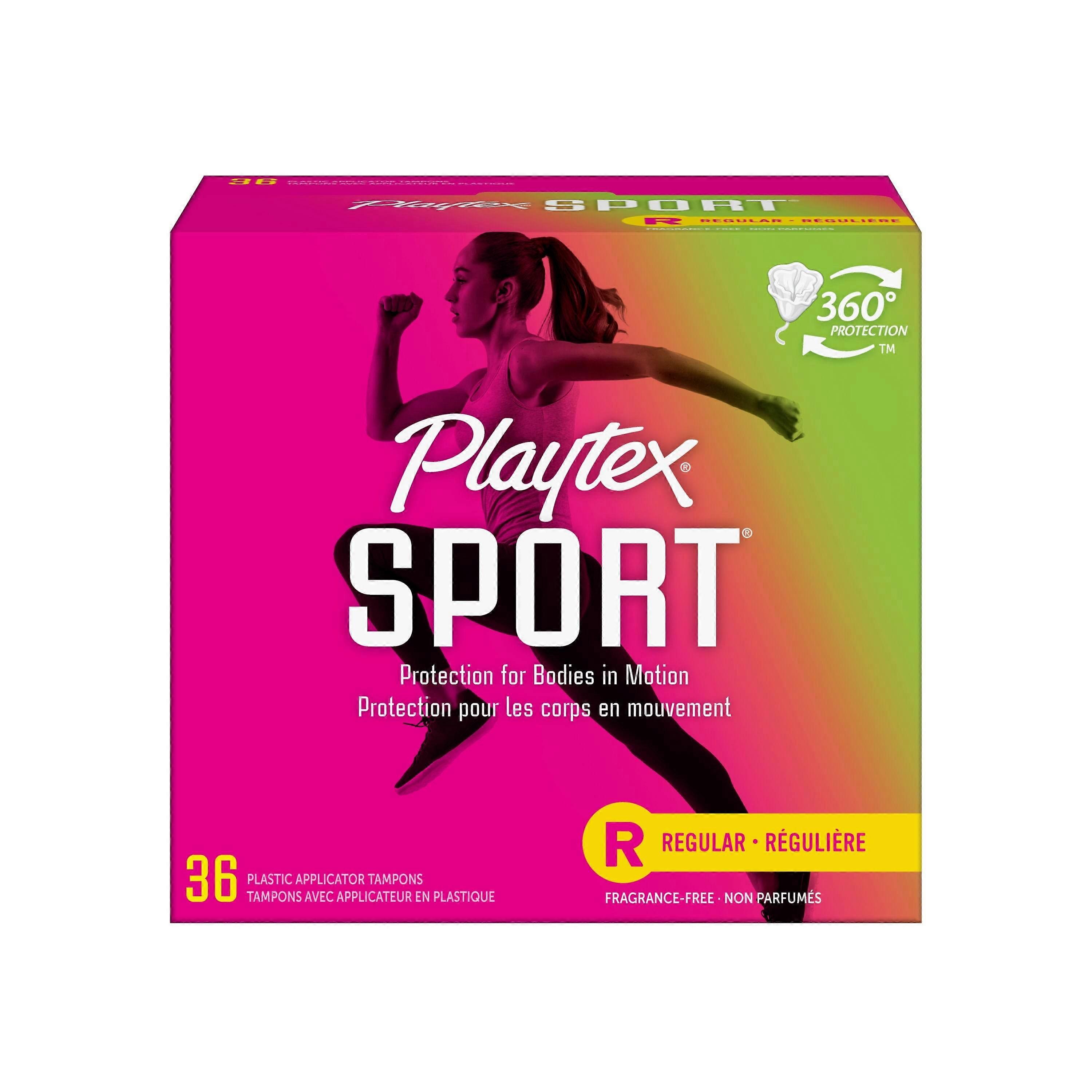 Playtex Sport Regular Plastic Applicator Tampons, 36 Ea
