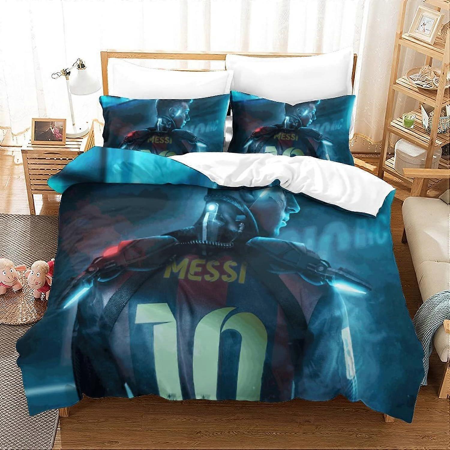 مجموعة غطاء لحاف ميسي مجموعة فراش المجرة الكون للأطفال الأولاد والبنات نجوم كرة القدم المطبوعة غطاء لحاف غطاء غرفة نوم مجموعة 3 قطع 