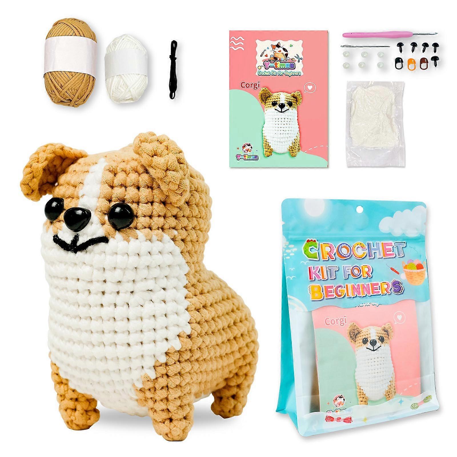 Animal Dog Crochet Set Knitting Supplies with Step-by-Step Video Tutorial Instruction for Beginner Kid Adult Multicolor