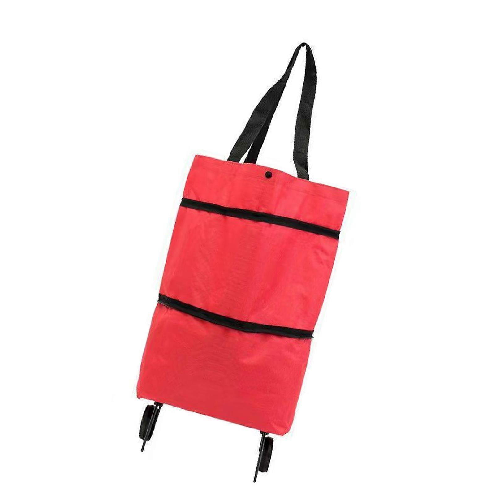 Multi Purpose Rolling Trolley Bag Reinforced Oxford Fabric Foldable Design Ergonomic Grip For Transporting Heavy Items  Red
