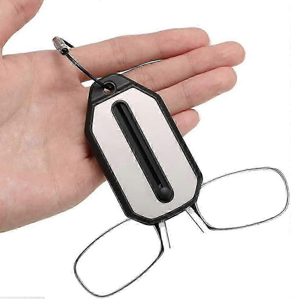 Portable Mini Keychain Reading Glasses Without Pincher, Foldable Keychain Case And Reader, Nose Clip Reading Glasses