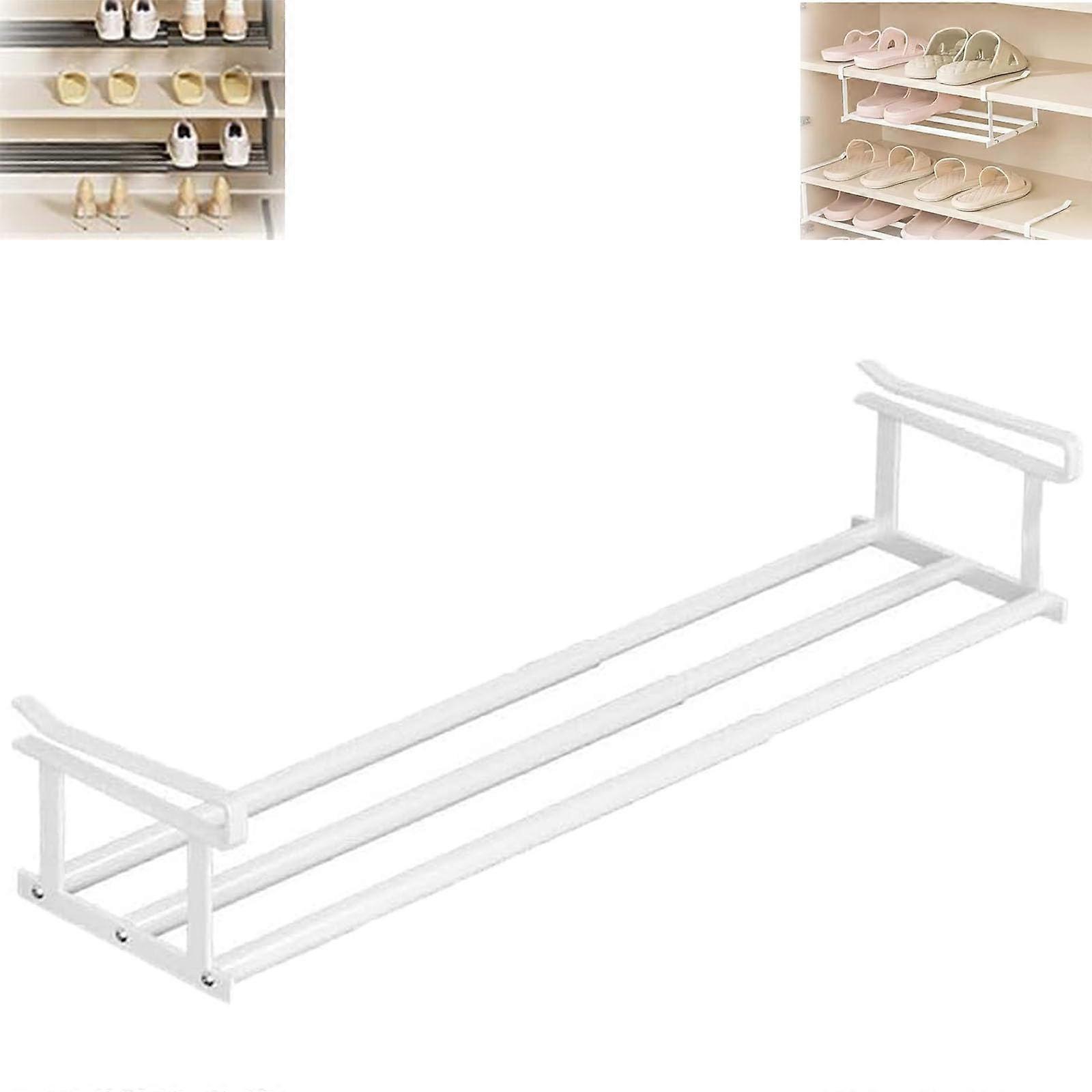 Adjustable Shoe Rack Expandable Cabinet Shelf for Organizing Footwear, Telescopic White Storage