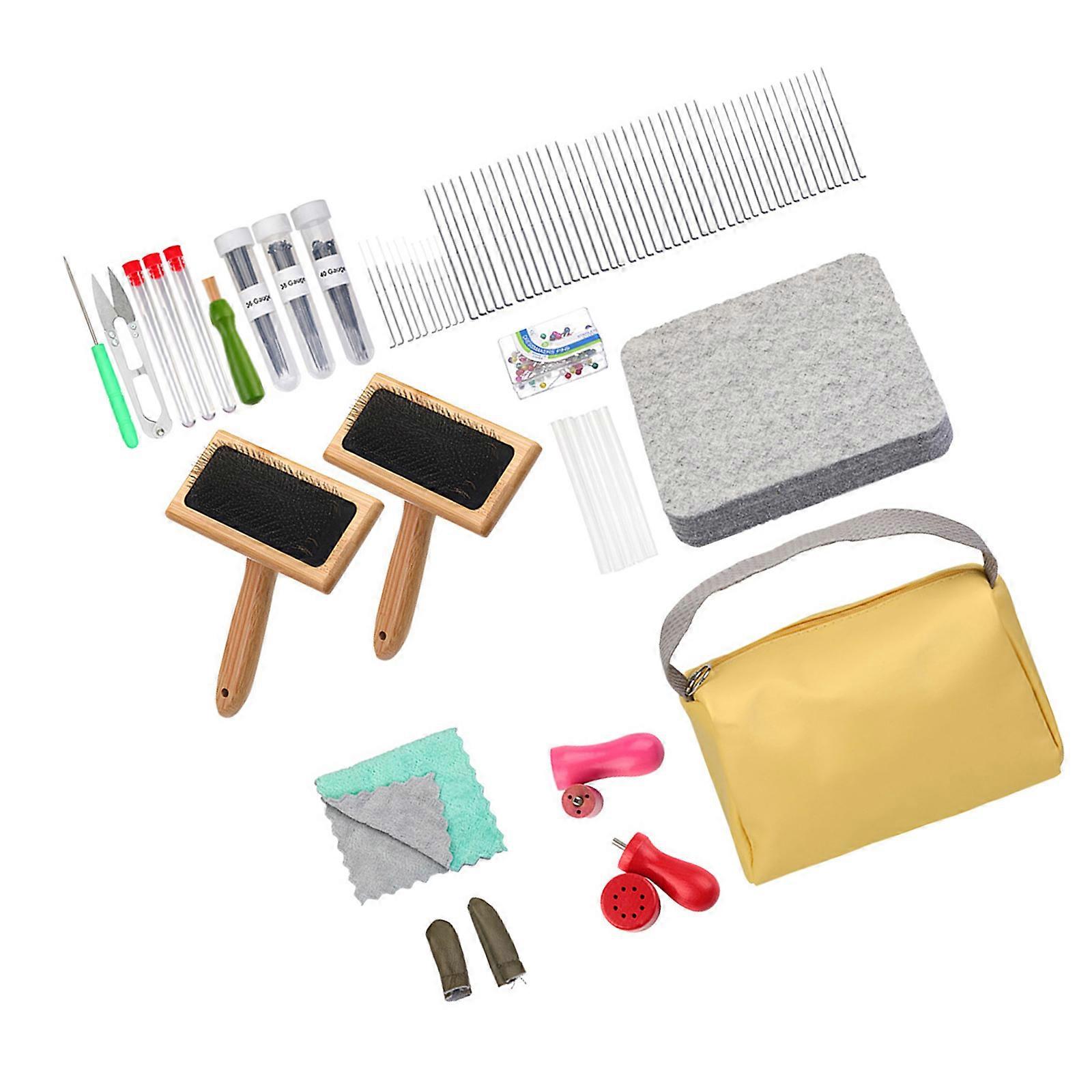 Needle Felting Starter Sets with Storage Bag Easy to Use Needle Felting Pad Practical Felting Needle Sets Multicolor