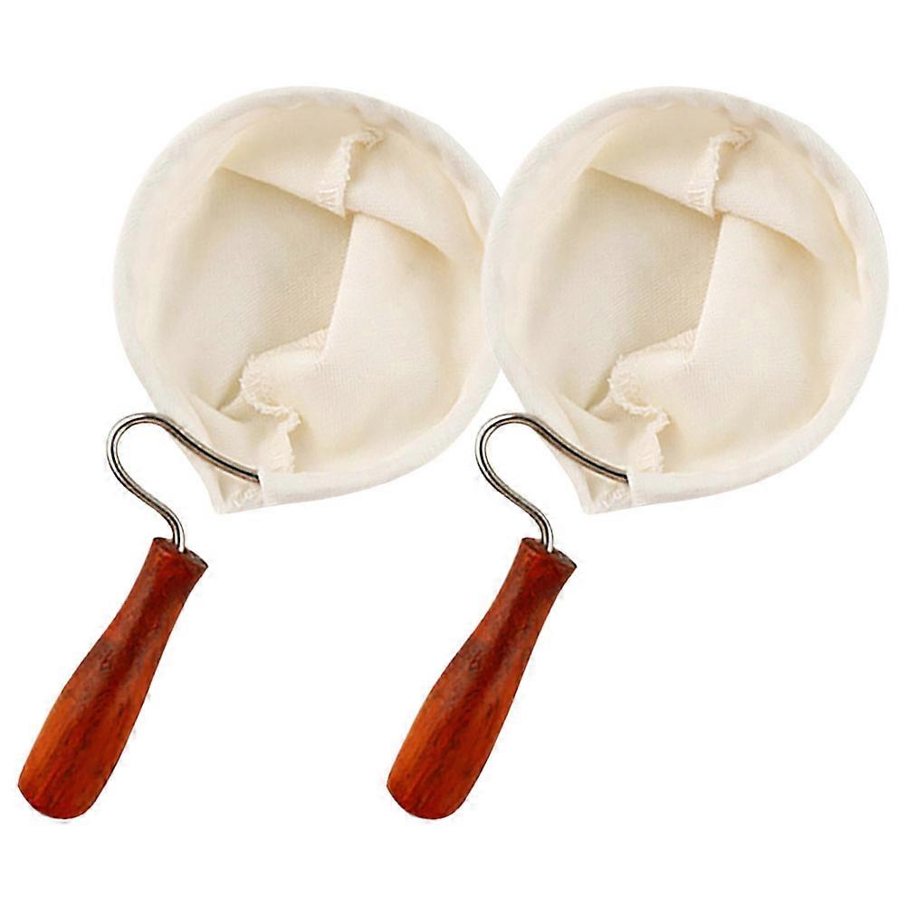 Reusable Coffee Filter Flannel Cloth Wooden Handle Strainer 2Pcs for Home