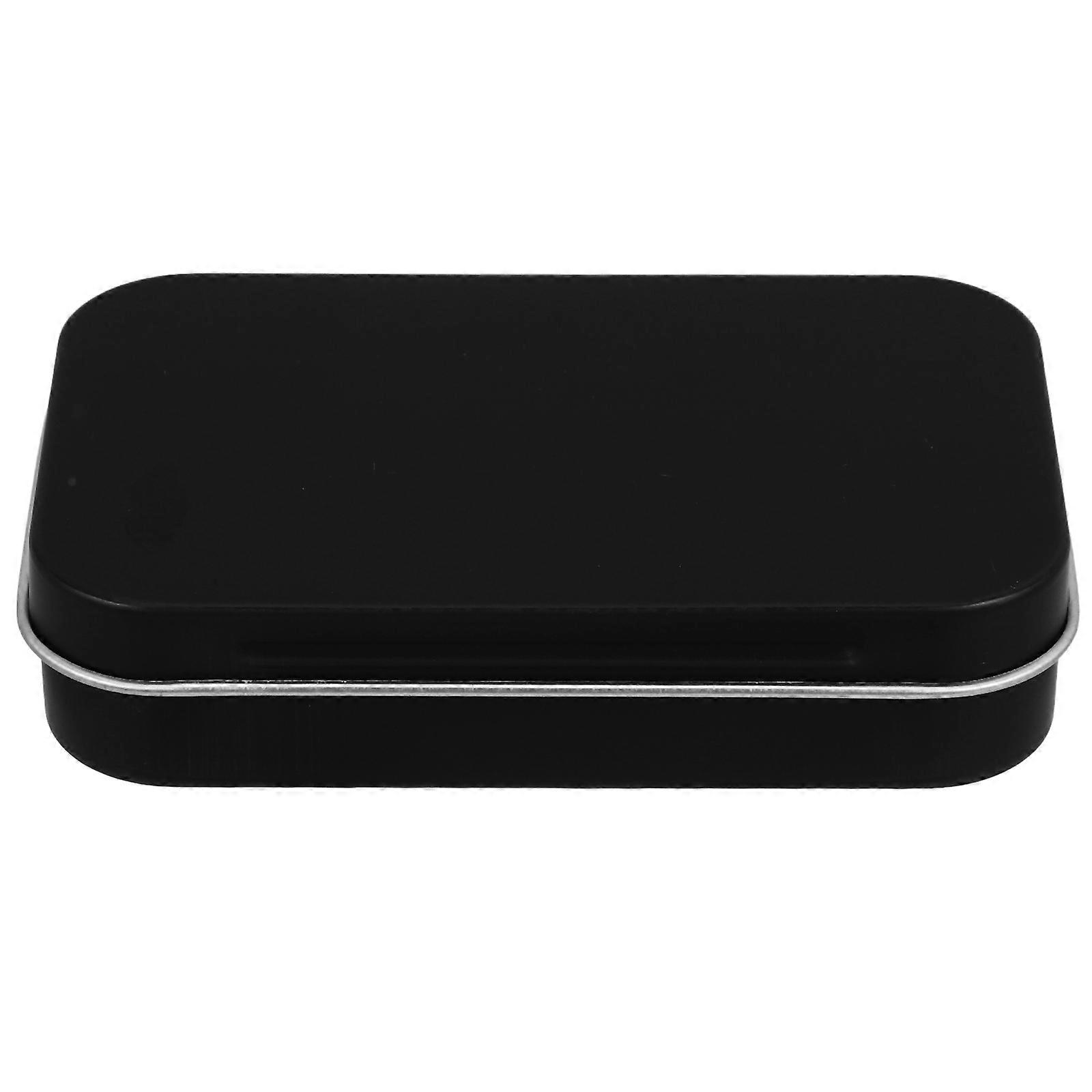 Black Tinplate Metal Box with Lid for Storage Use Hinged Small Container