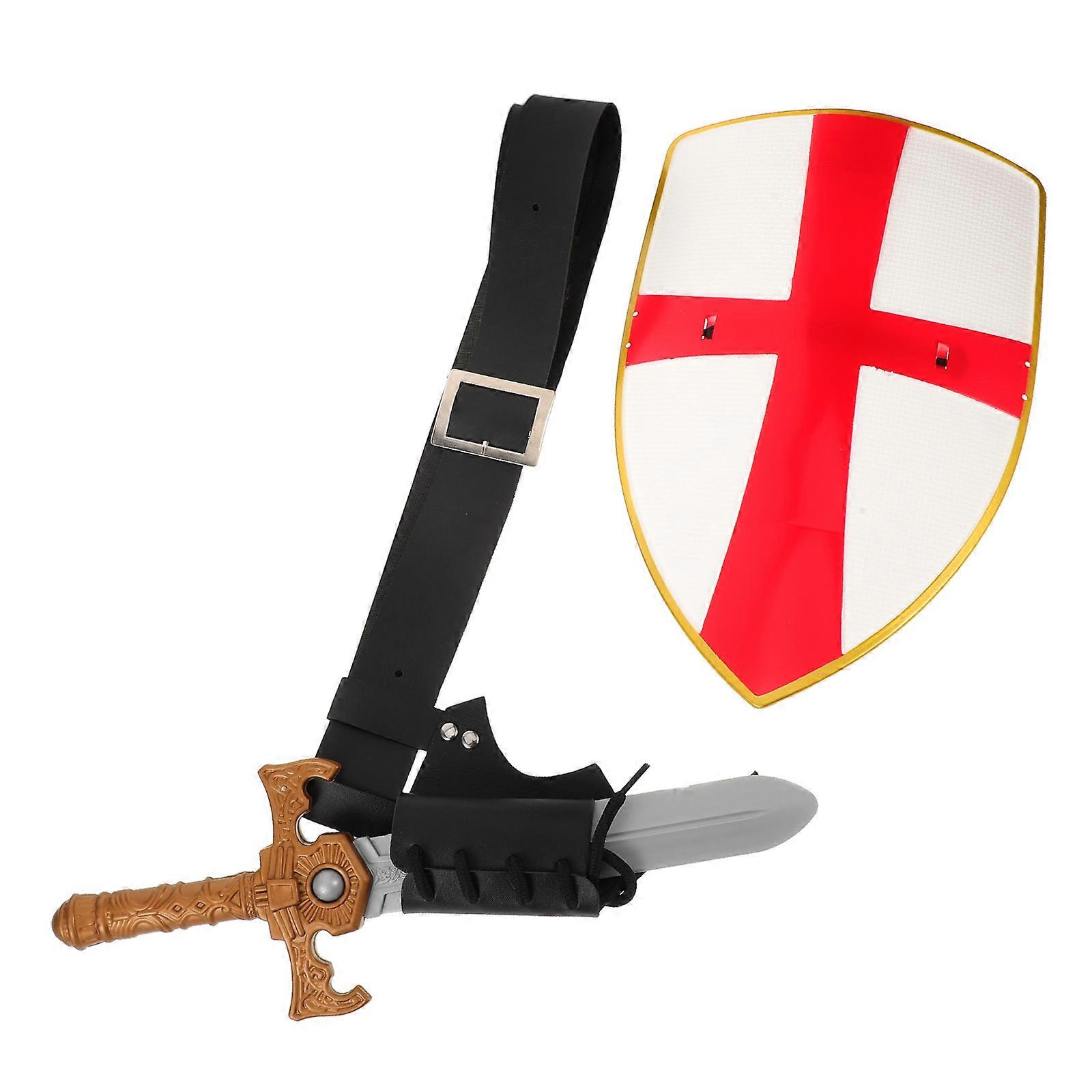 Medieval Knight Shield Sword Belt Costume Set for