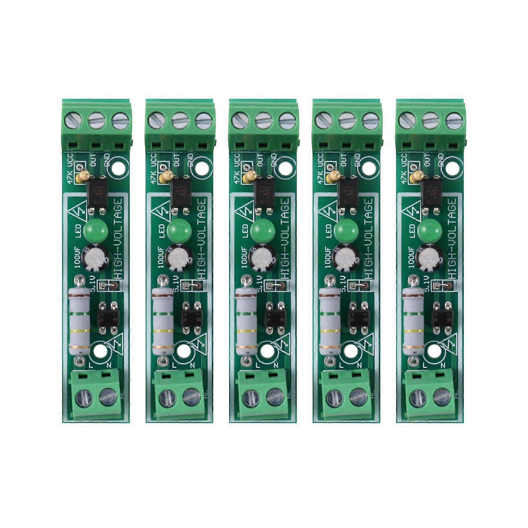 5PCS AC 220V Optocoupler Isolation Module Voltage Detector Board TTL 3-5V SCM Testing for Microcontroller Adaptive PLC
