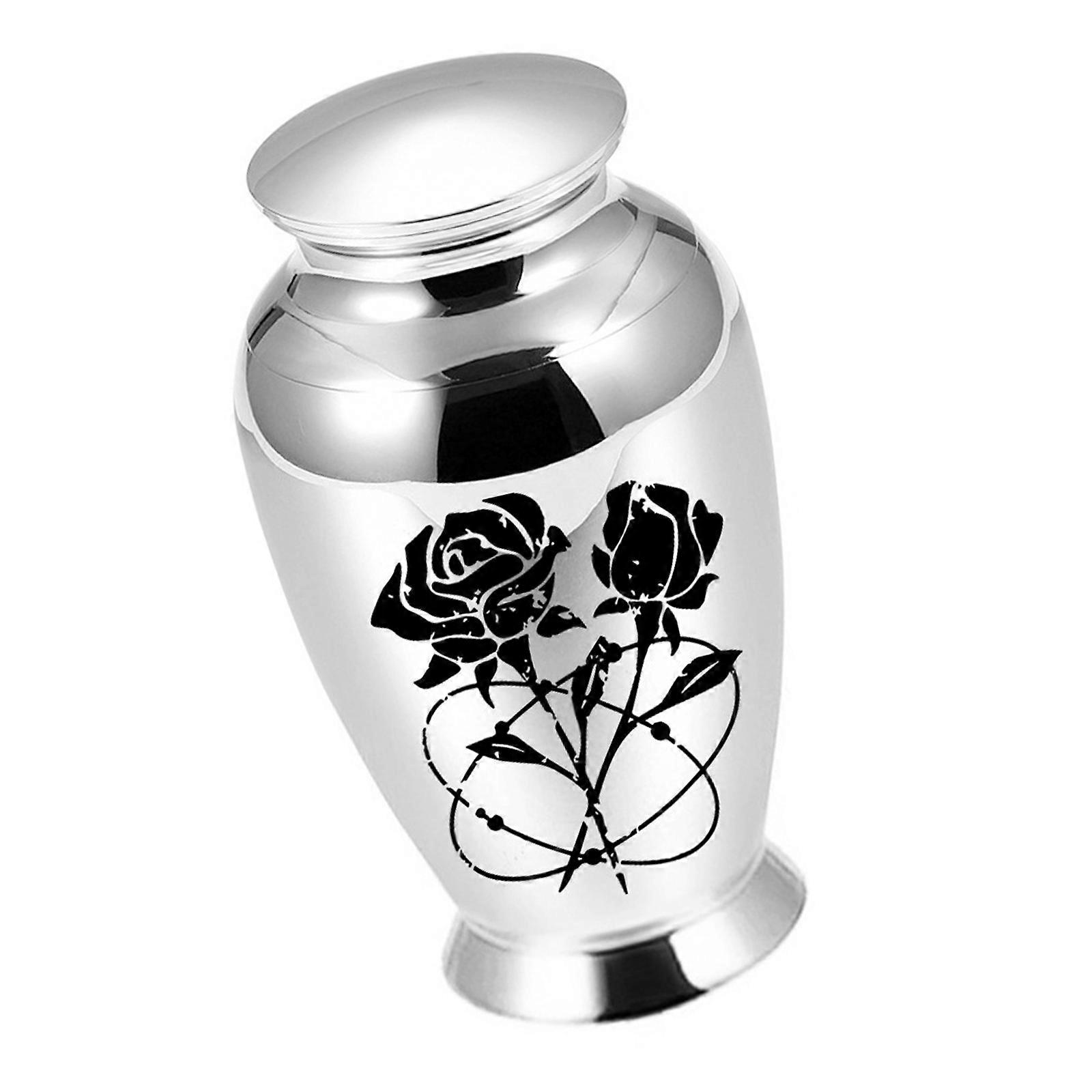 Metal Pet Cremation Urn For Secure Ashes Storage With Elegant Finish And Pattern Memorial Keepsakes Remembrances Gift  silver