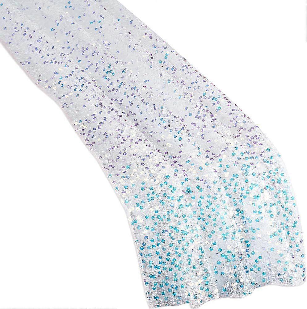 2 Yards(1.83m) Sequin Iridescent Table Runner 15.75 Inch Sequin Tulle Fabric Lavender Blush Table Runners Tulle Glitter Fabric Polyester for Bridal We